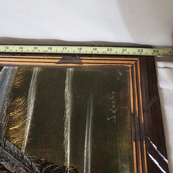 Vintage 70's ORIGINAL ACRYLIC VELVET SANCHEZ COYOTE GIRL WESTERN PAINTING Wolf - Picture 3 of 8